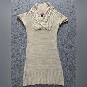 Say What Cream Short Sleeve Sweater Dress Size S